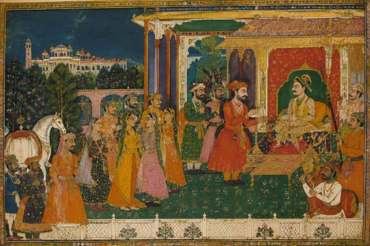 Rajasthani miniature painting of a Jaipur royal court