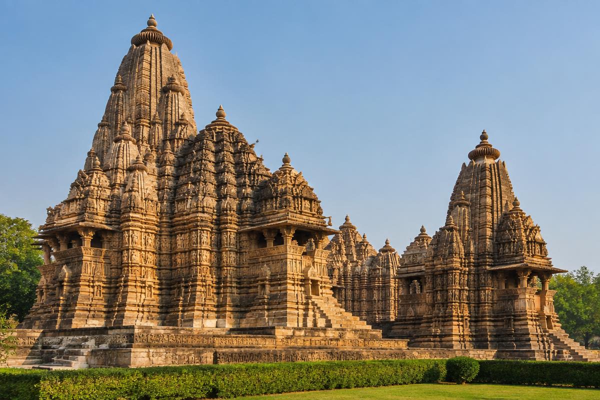 Sandstone temple towers at Khajuraho